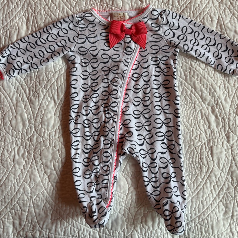 Kate Spade Black and White One Piece Onsie Footie with Bows